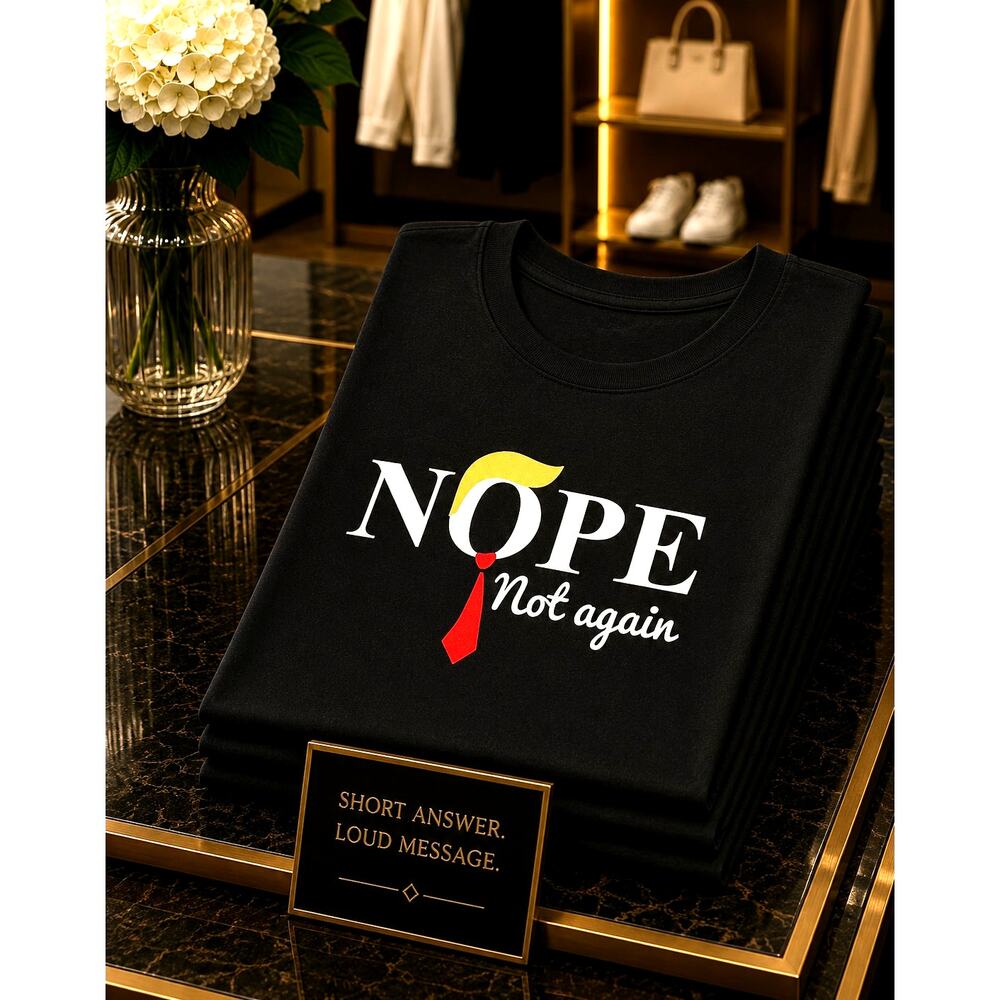 Graphic Short Sleeve Crew Neck Vote Nope Not Again Black T Shirt 14